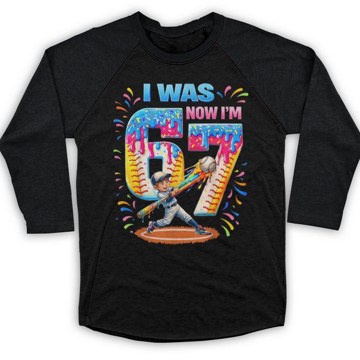 I Was 6 Now I'm 7 Baseball Birthday Boy For Teens Kids Baseball Raglan Shirt