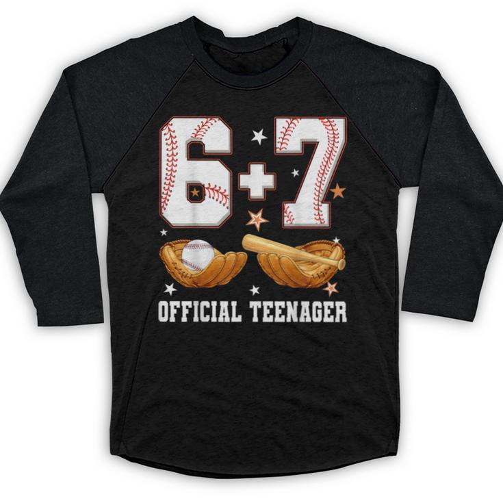 67 13 Year Old Official Teenager Baseball Boy 13th Birthday Baseball Raglan Shirt