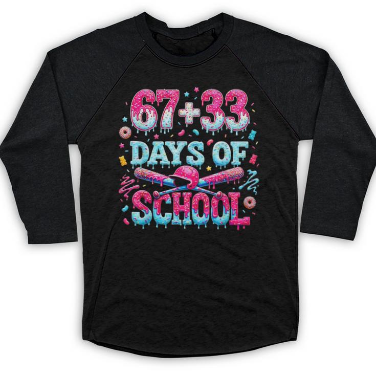 67 33 Days Of School Baseball Drip 100th Day Of School Boys Baseball Raglan Shirt