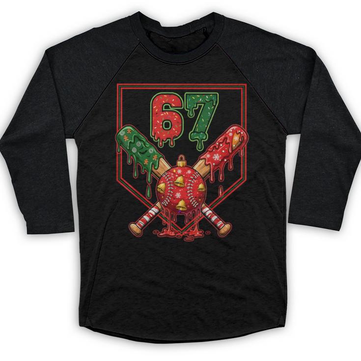 67 Baseball Drip Christmas Meme Six Seven Gen Alpha Slang Baseball Raglan Shirt