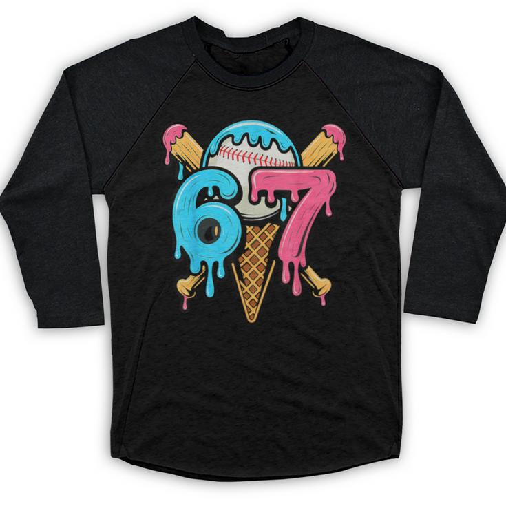 67 Baseball Ice Cream Drip Player Baseball Raglan Shirt