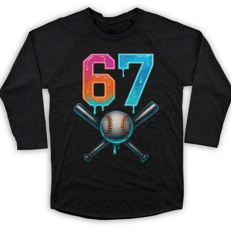 67 Baseball Meme Cool Drip Number 67 Player Or 67th Birthday Baseball Raglan Shirt