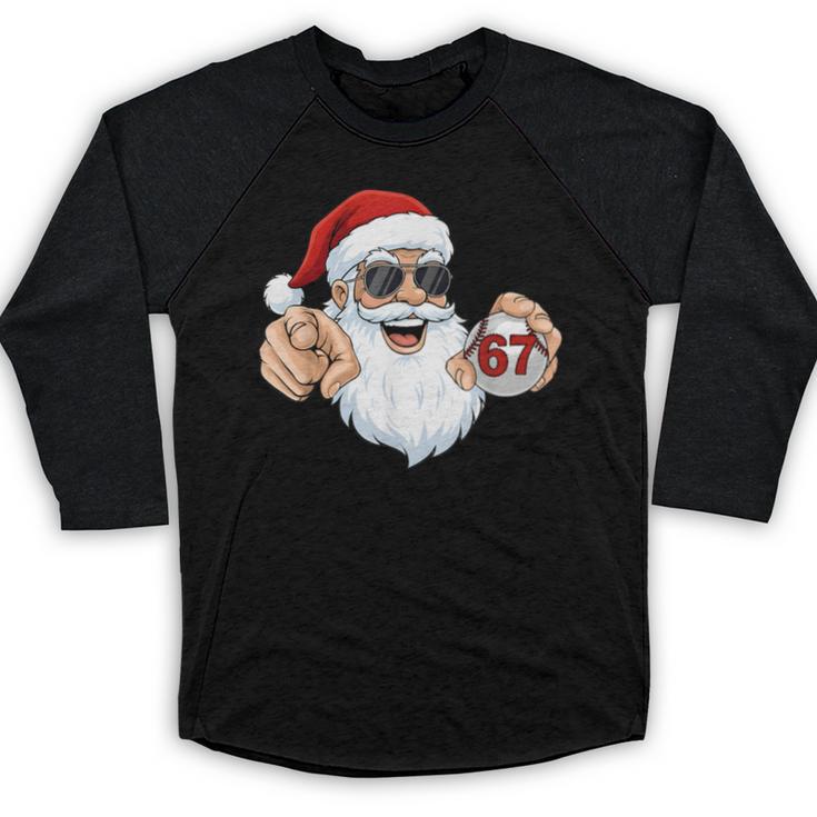 67 Baseball Santa Six Seven Meme Christmas Men Women Kids Baseball Raglan Shirt
