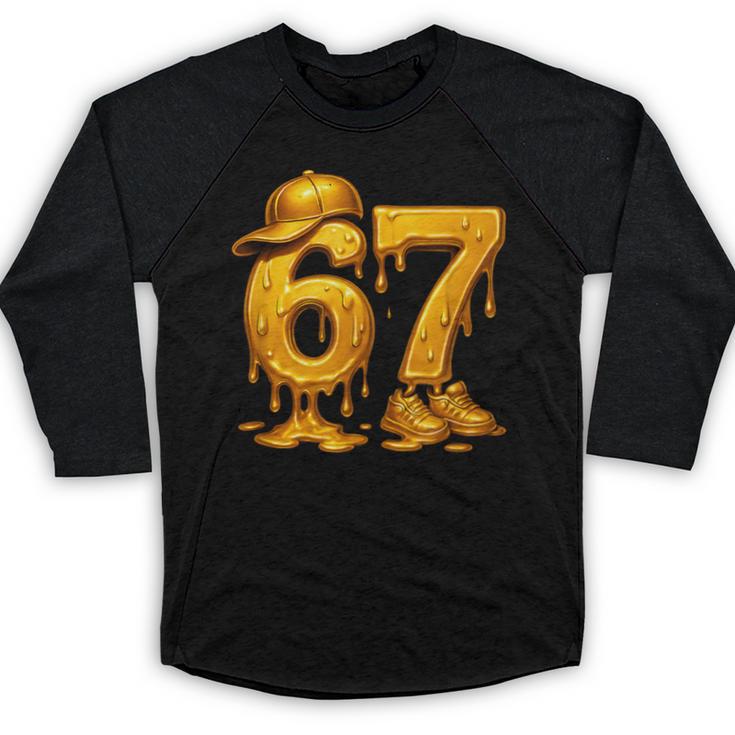 67 Brain Rot Meme Baseball Ice Cream Drip For Kids & Teens Baseball Raglan Shirt