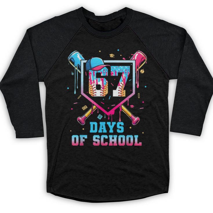 67 Days Of School 67th Day Baseball Meme Men Boys Kids Baseball Raglan Shirt