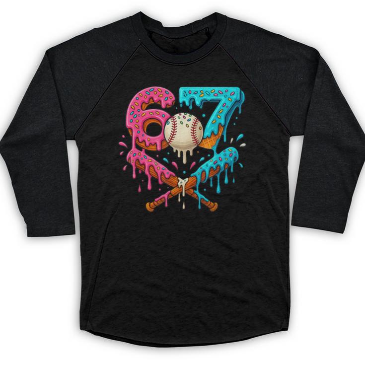 67 Ice Cream Drip Baseball Meme – Six Seven Gen Alpha Baseball Raglan Shirt