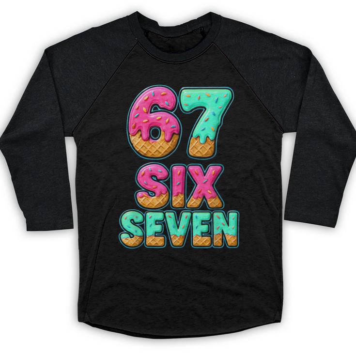 67 Ice Cream Drip Baseball Six Seven 6-7 Meme Teen Boy Baseball Raglan Shirt