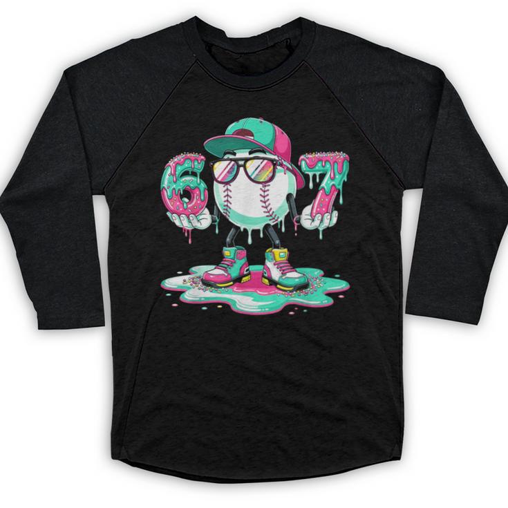 67 Meme Six Seven 6 7 Meme Baseball Ice Cream Drip Baseball Raglan Shirt