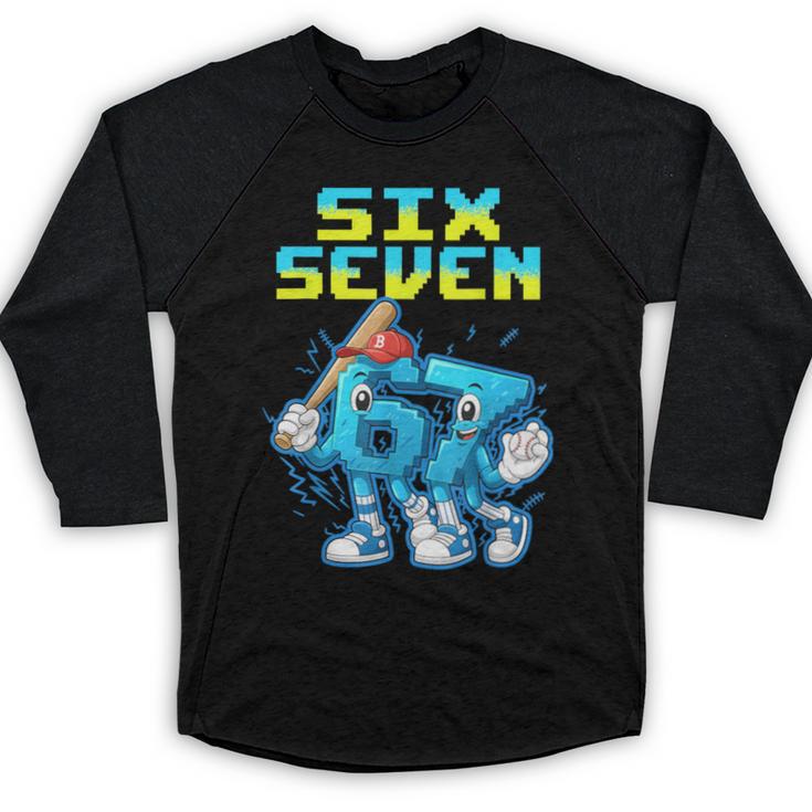 67 Six Seven 6-7 Italian Brainrot Kids Baseball Meme Baseball Raglan Shirt