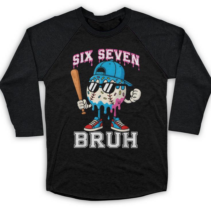 67 Six Seven Baseball Ice Cream Drip Number 67 Player Baseball Raglan Shirt