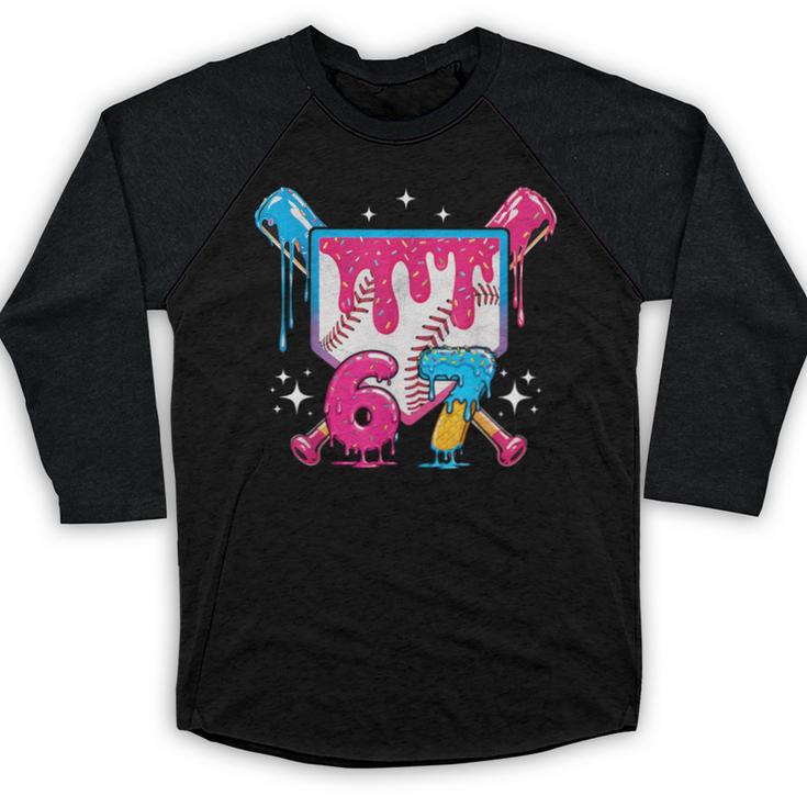67 Six Seven Ice Cream Drip Baseball Boys Youth Baseball Raglan Shirt