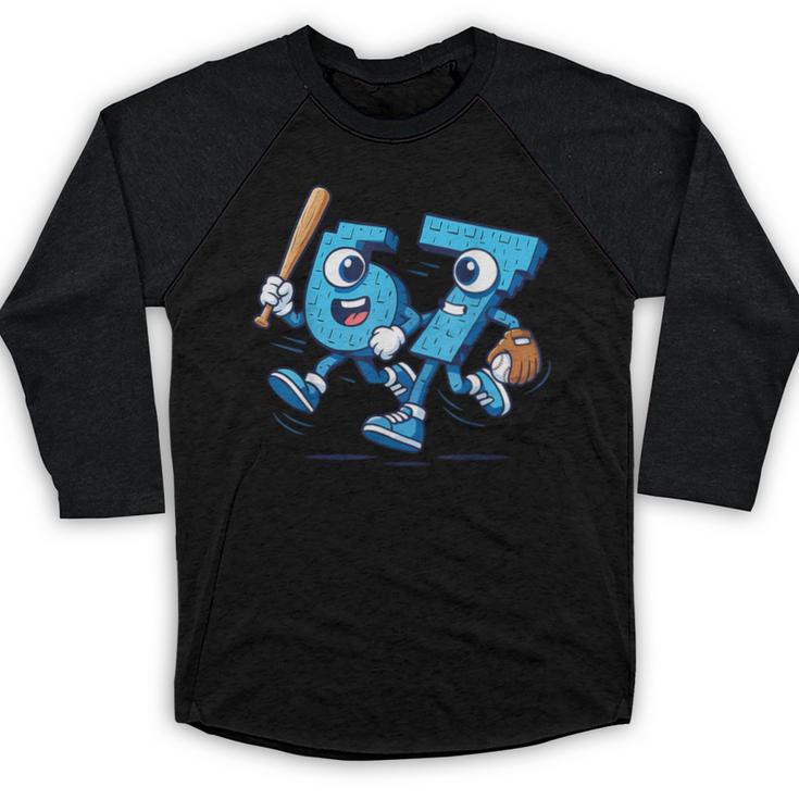 67 Six Seven Italian Brainrot Kid Baseball 67 Meme Christmas Baseball Raglan Shirt