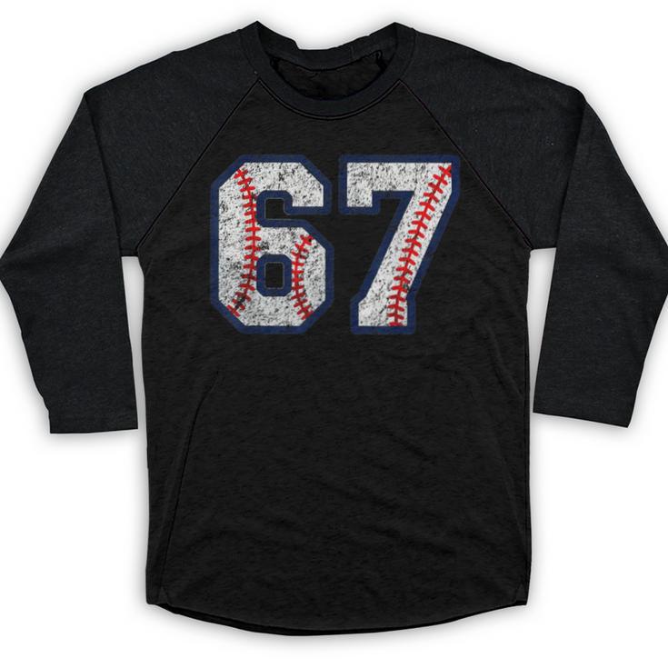67 Sports Meme – Baseball Number 6 7 Baseball Raglan Shirt