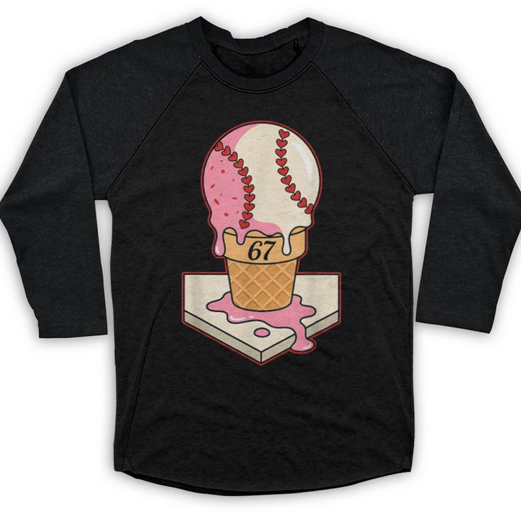 67 Tee Baseball Creamy Dripping Graphic Sixty-Seven Clothes Baseball Raglan Shirt