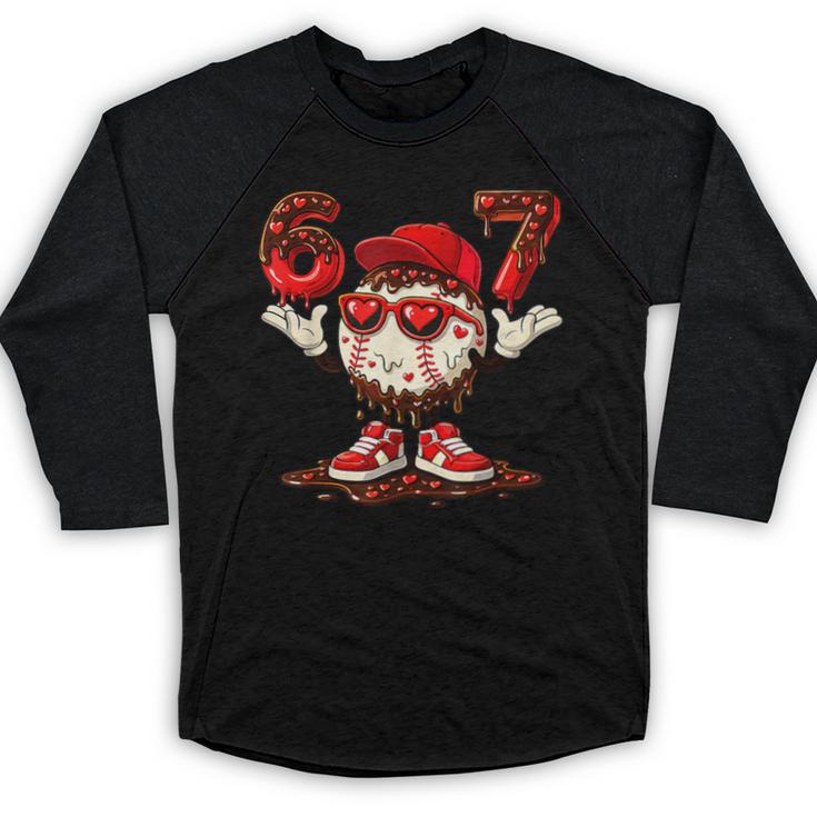 67 Valentine Day Baseball Chocolate Ice Cream Drip Baseball Raglan Shirt