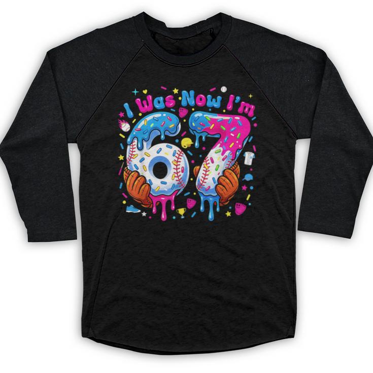 7th Birthday I Was 6 Now I'm 7 Baseball Ice Cream Drip Baseball Raglan Shirt