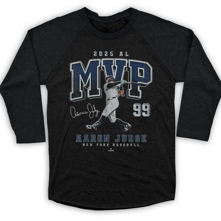Aaron Judge 2025 AL MVP New York Baseball MLBPA Baseball Raglan Shirt