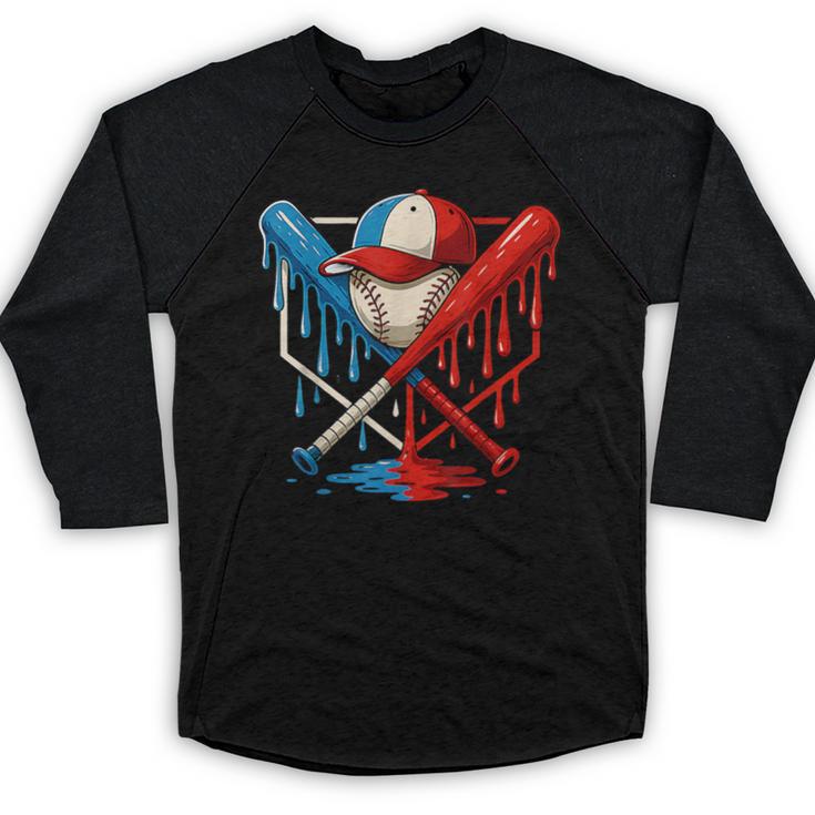 American Baseball Drip Graffiti Ball And Bat Baseball Raglan Shirt