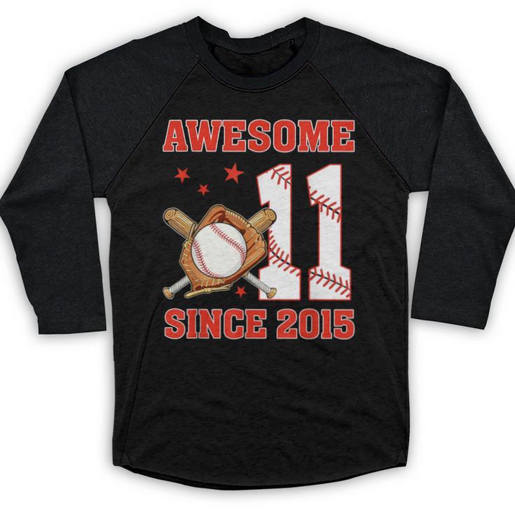 Awesome Since 2015 11 Year Old Boys Bday Baseball Theme Baseball Raglan Shirt