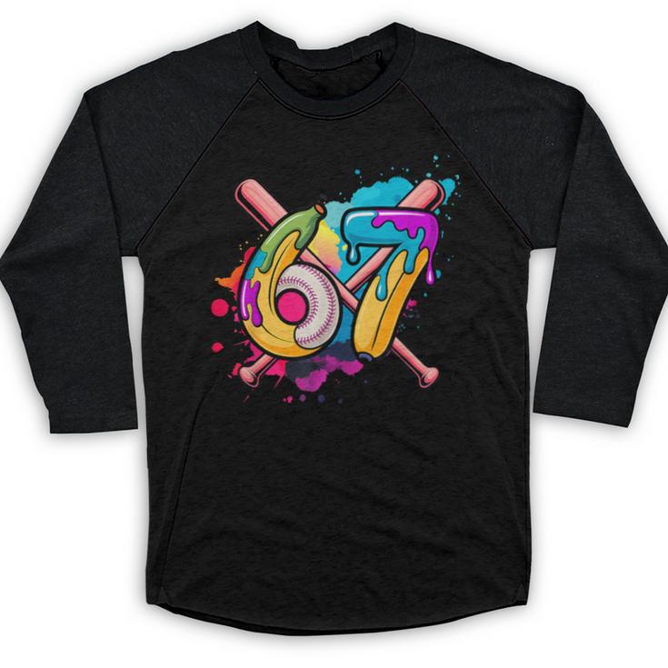 Banana Baseball 67 Ice Cream Drip Meme Baseball Raglan Shirt