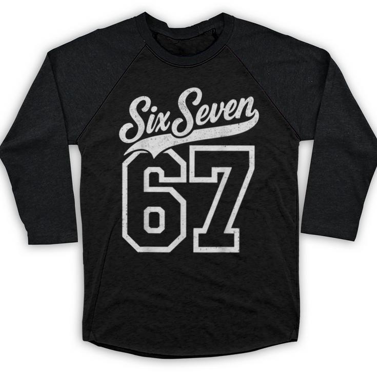 Baseball 6 7 Number 67 Six Seven Meme Boys Youth Kids Baseball Raglan Shirt