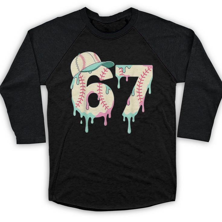 Baseball 67 Drip Six Seven Baseball Dripping Boys Kids Baseball Raglan Shirt
