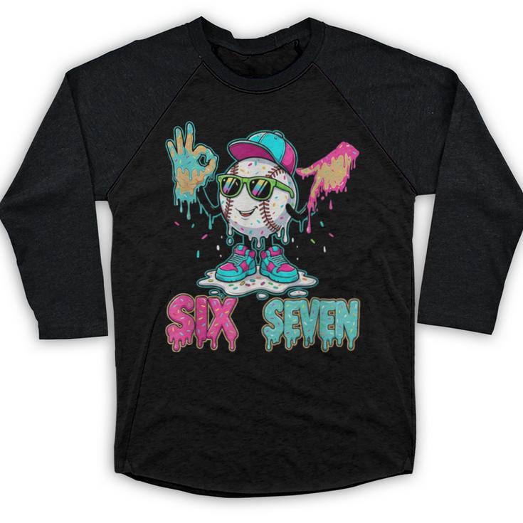 Baseball 67 Drip Six Seven Hand Signs Ice Cream Meme Baseball Raglan Shirt