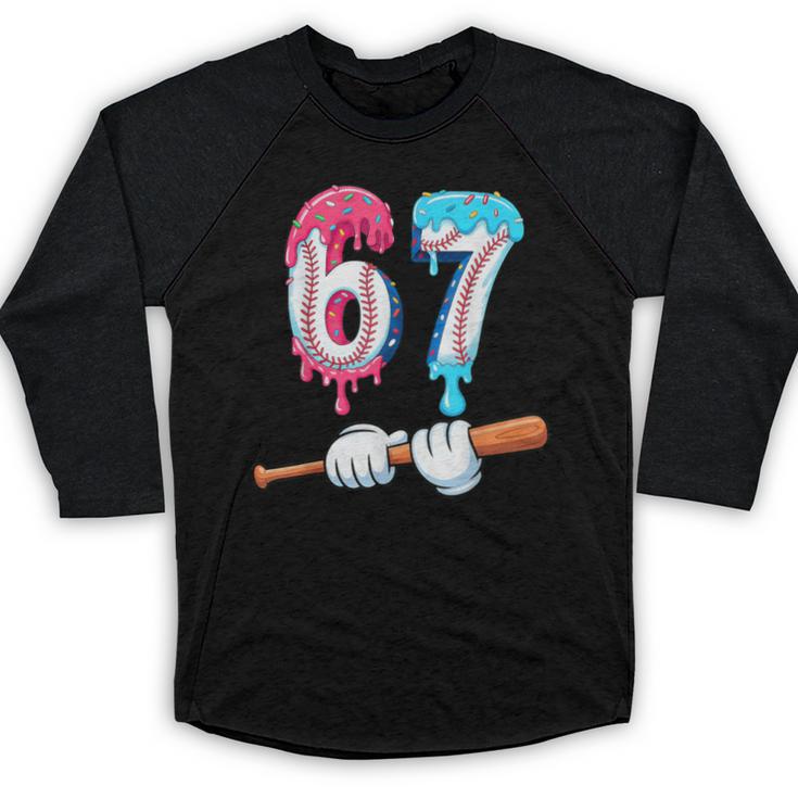 Baseball 67 Ice Cream Drip Six Seven Boys Baseball Raglan Shirt