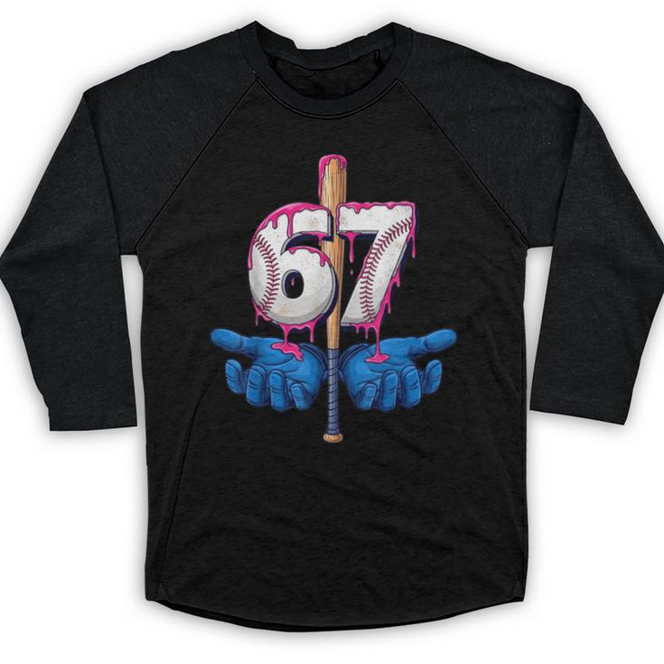 Baseball 67 Six Seven Gen Alpha Meme Drip Baseball Raglan Shirt