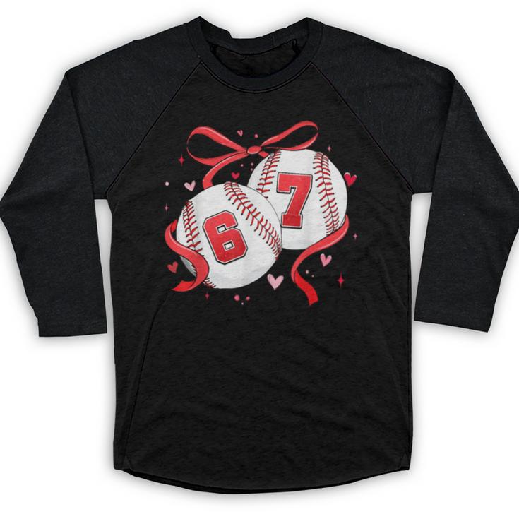 Baseball 67 Six Seven Gen Alpha Meme Valentine's Day Baseball Raglan Shirt