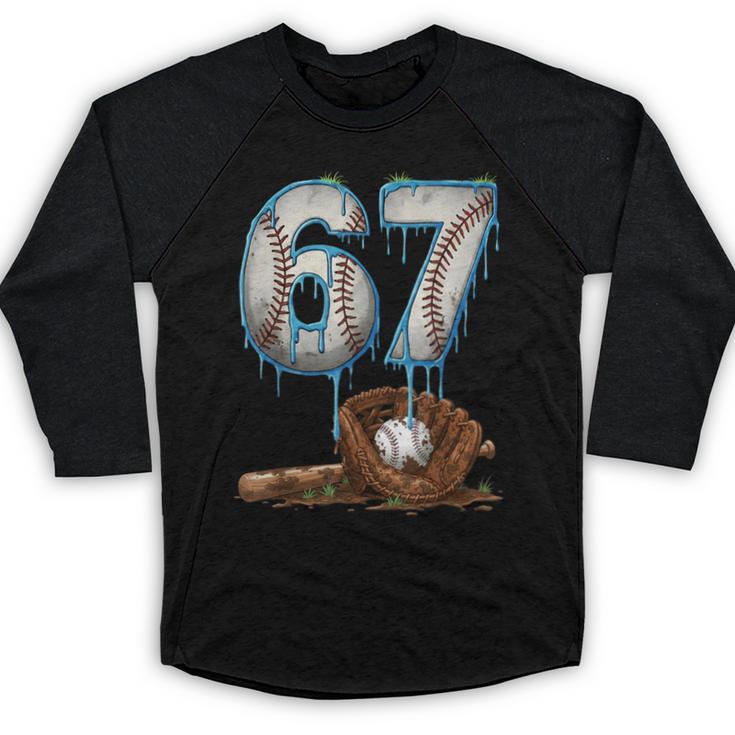 Baseball 67 Six Seven Meme 6-7 Drip Baseball Boys Men Baseball Raglan Shirt