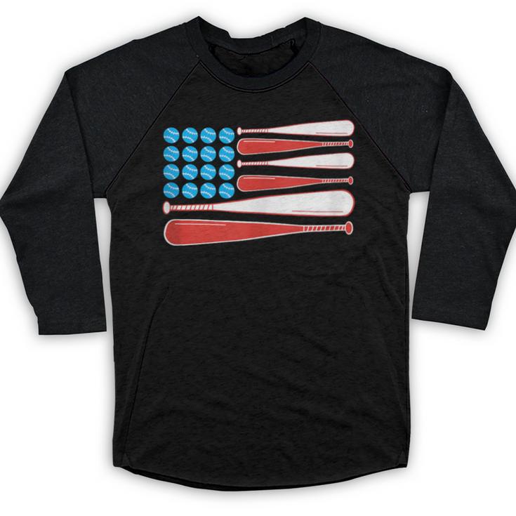 Baseball American Flag Patriotic USA Pride Baseball Raglan Shirt