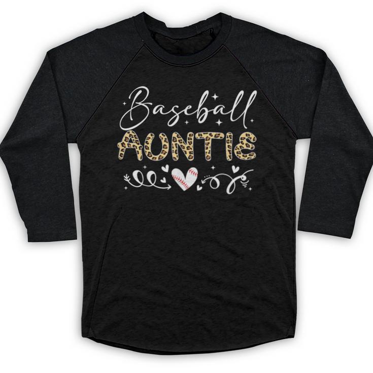 Baseball Auntie Leopard Baseball Heart Baseball Raglan Shirt