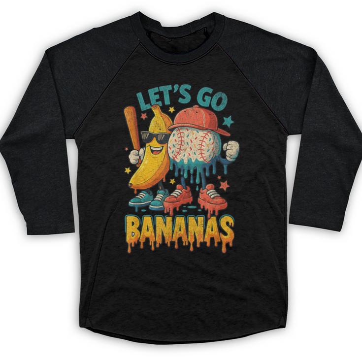 Baseball Banana Sports Drip Art For Kids Baseball Raglan Shirt