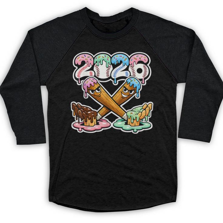 Baseball Bat 2026 Hands Drip Boys Ice Cream Dripping Youth Baseball Raglan Shirt