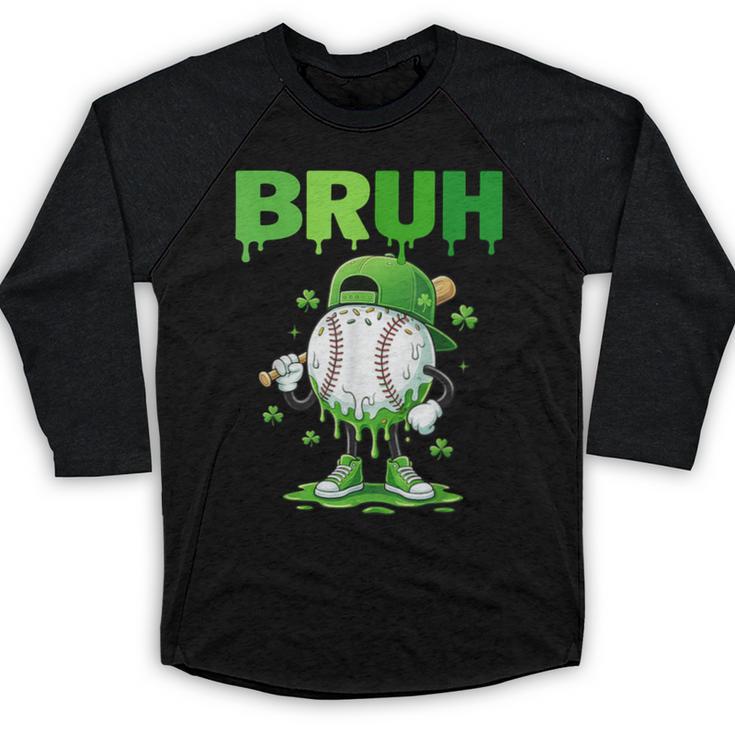 Baseball Bruh Drip Ice Cream Youth Boy St Patricks Day Baseball Raglan Shirt