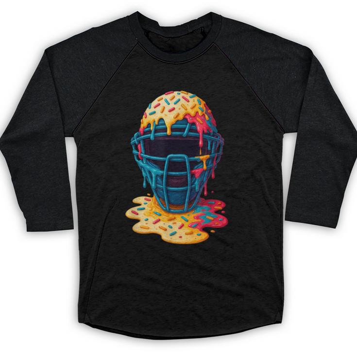 Baseball Catcher Mask Ice Cream Dripping Baseball Fan Boys Baseball Raglan Shirt
