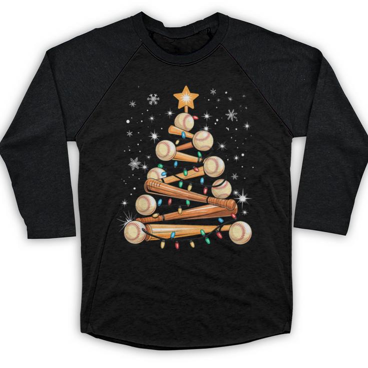 Baseball Christmas Tree Light Xmas Baseball Baseball Raglan Shirt