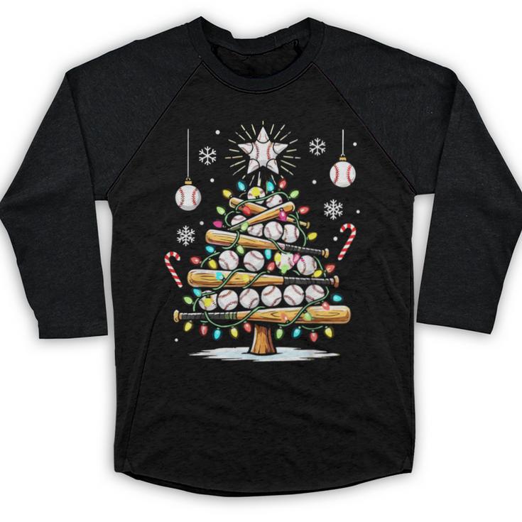 Baseball Christmas Tree Lights Baseball Raglan Shirt