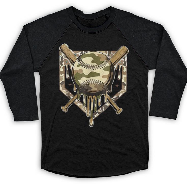 Baseball Drip For Boys Ice Cream Dripping Boys Baseball Camo Baseball Raglan Shirt