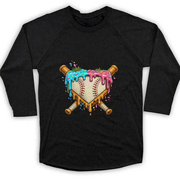 Baseball Drip For Boys Ice Cream Dripping Baseball Sport Baseball Raglan Shirt