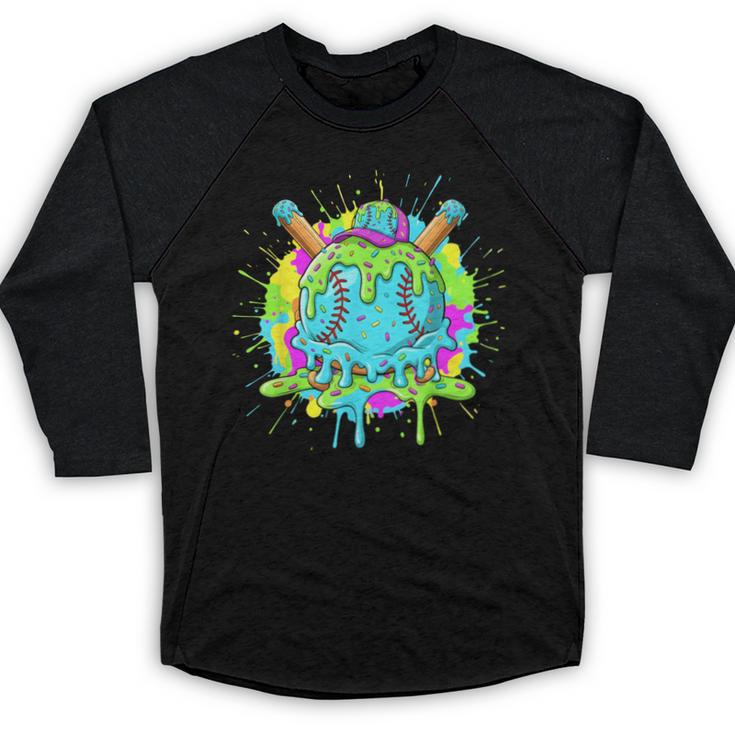 Baseball Drip For Boys Ice Cream Drip Youth Boys Baseball Baseball Raglan Shirt