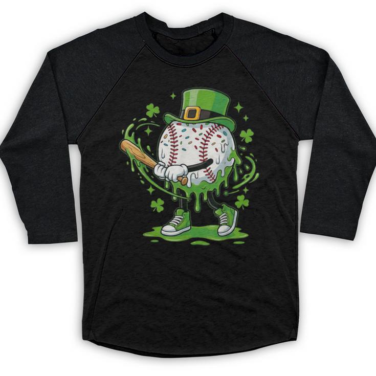 Baseball Drip For Boys Ice Cream Drip Youth St Patricks Day Baseball Raglan Shirt