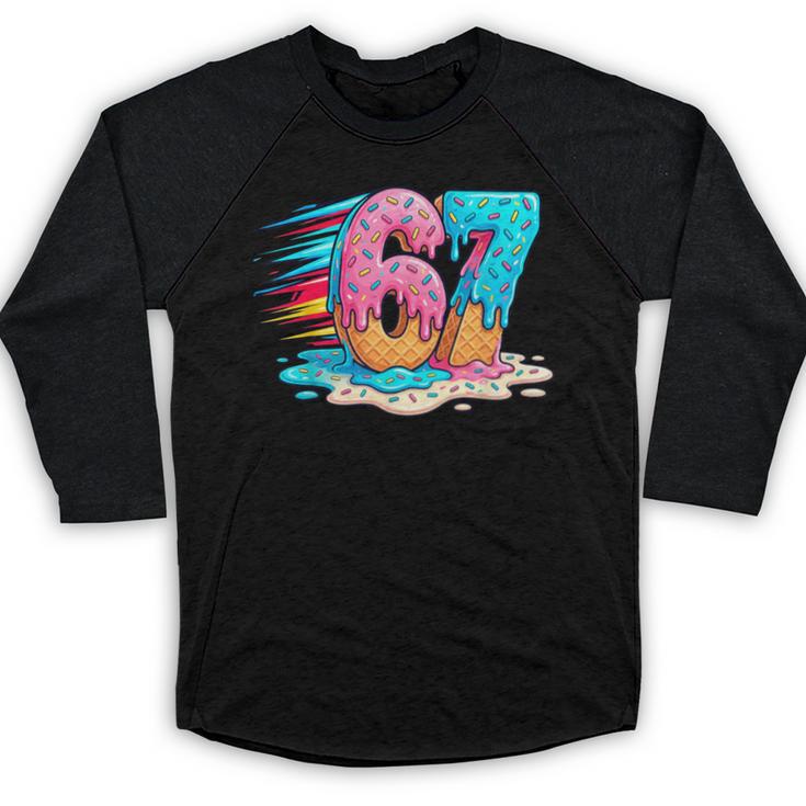 Baseball Drip Ice Cream 67 Graffiti Splash Melt Baseball Raglan Shirt