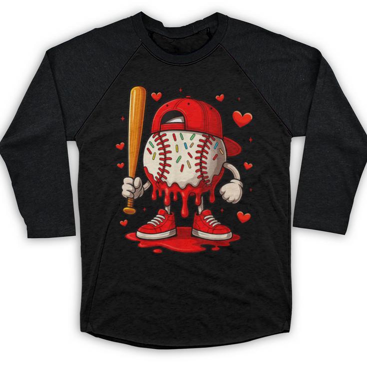 Baseball Drip Ice Cream Apparel Boys Kids Valentines Day Baseball Raglan Shirt