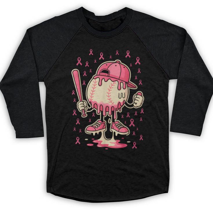 Baseball Drip Ice Cream Breast Cancer Awareness Boys & Girls Baseball Raglan Shirt