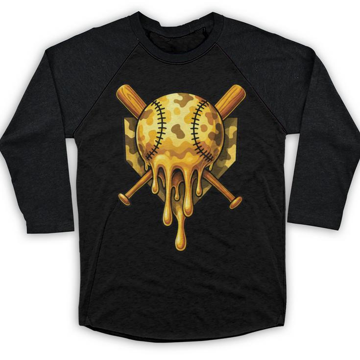 Baseball Drip Ice Cream Camo Cool Baseball Raglan Shirt
