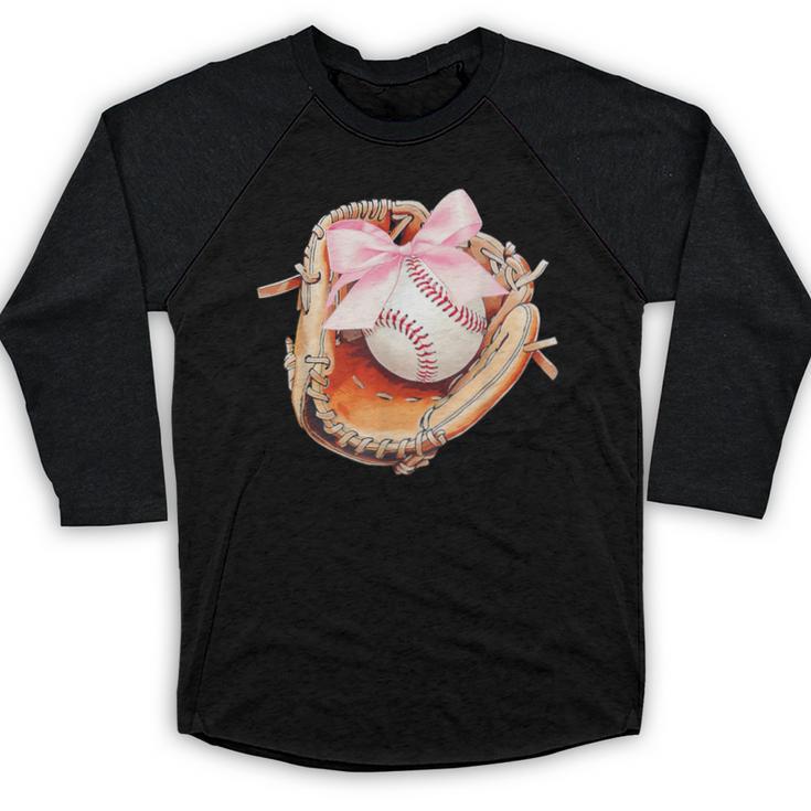 Baseball Drip Ice Cream Coquette Pink Bow Baseball Player Baseball Raglan Shirt