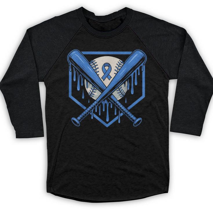 Baseball Drip Ice Cream Diabetes Awareness Ribbon Boys Girls Baseball Raglan Shirt