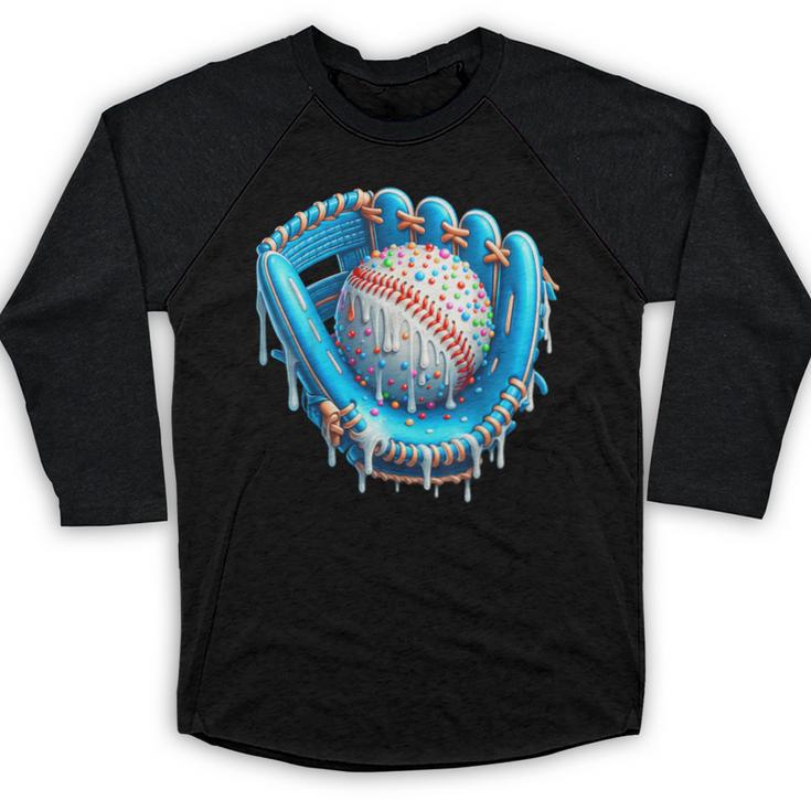 Baseball Drip Ice Cream Glove With Sprinkles Ball Boys Youth Baseball Raglan Shirt